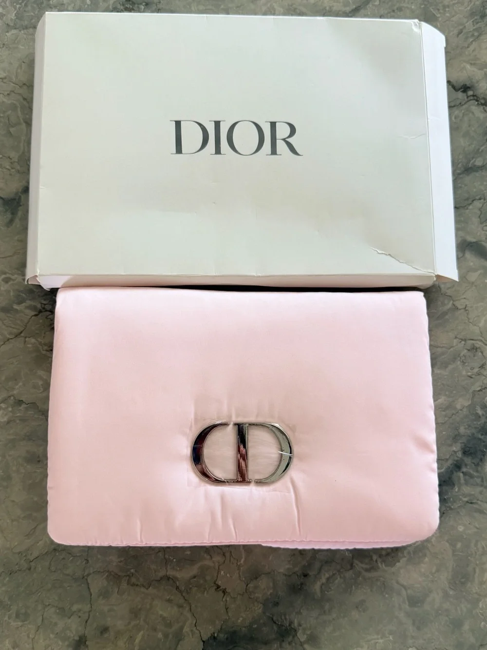 Christian Dior Beauty Soft Pink Padded Cosmetic Makeup Pouch Bag